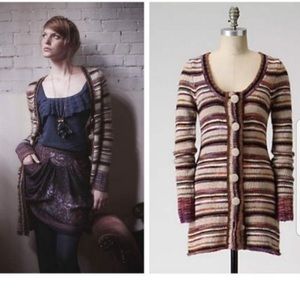 Anthro Sleeping on Snow Striped Long Cardigan